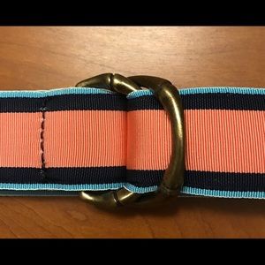 J. Crew - Coral and navy stripe belt.